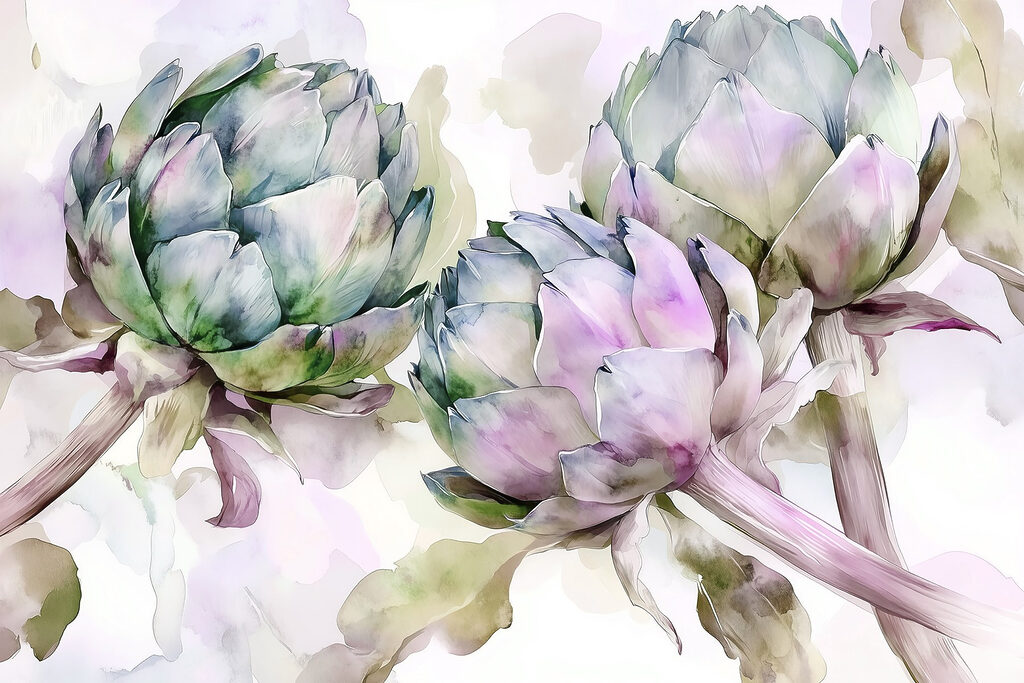 Art artichokes on a white background