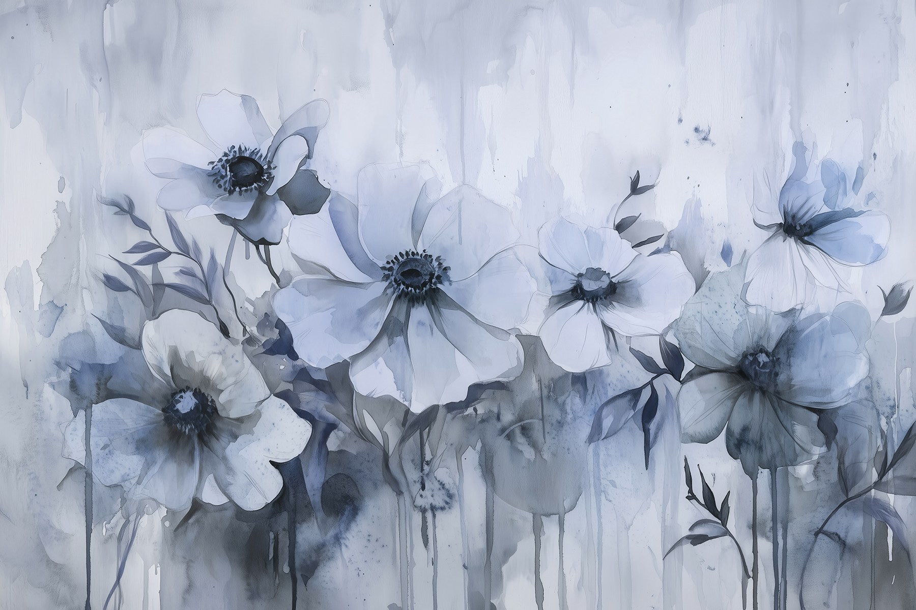 Painting of flowers on a white background Painting of flowers on a white background