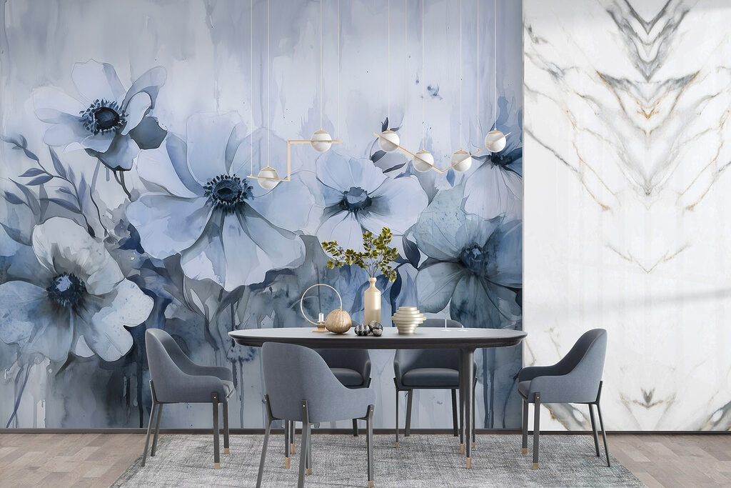Painting of flowers on a white background Painting of flowers on a white background