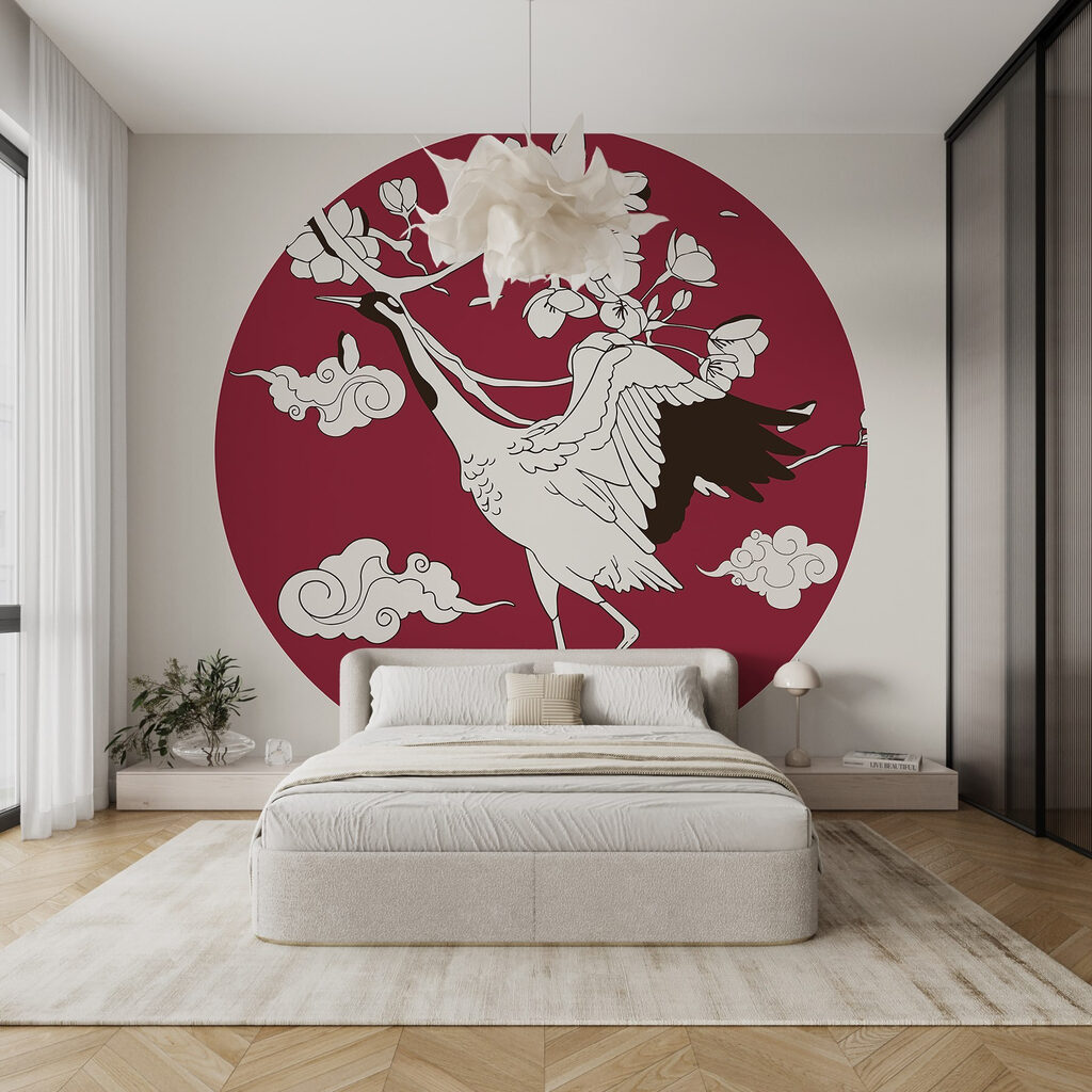 Bird with a tree branch and clouds Bird with a tree branch and clouds