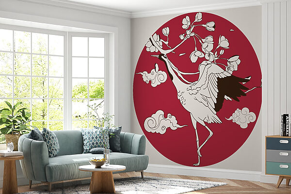 Bird with a tree branch and clouds Bird with a tree branch and clouds