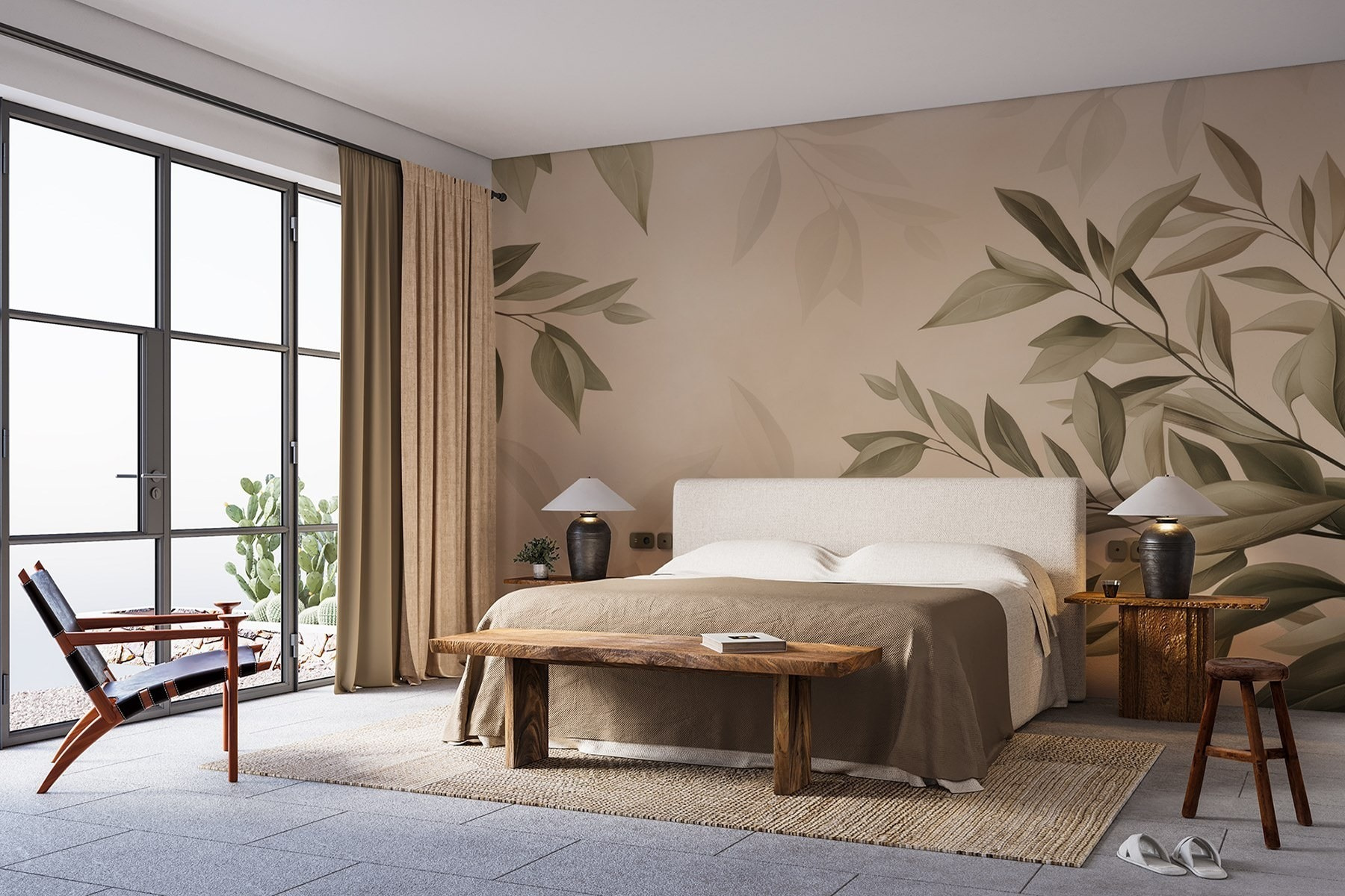 Soft leaves on a muted background