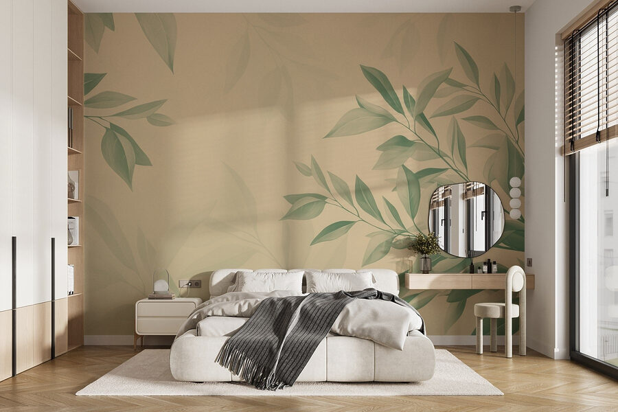 Wall murals – Serene leaves against a soft background