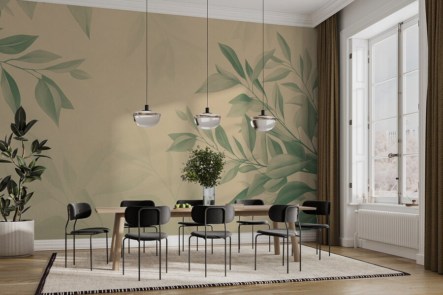 Wall murals – Serene leaves against a soft background - Image 4