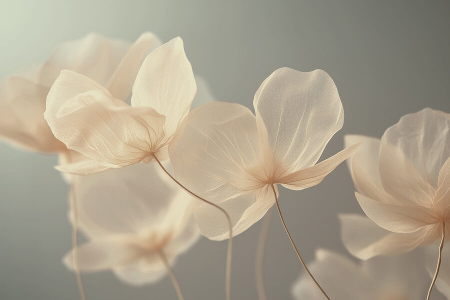 Delicate blooms in soft hues.