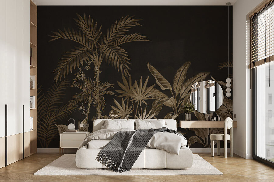 Wall murals Wallpaper with plants and leaves