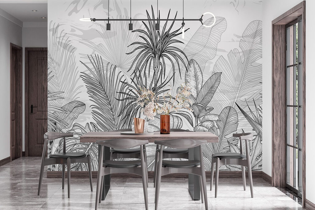 Black and white drawing of plants