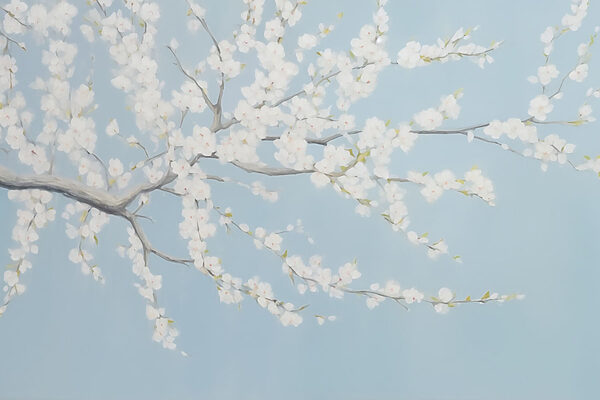 Painting of a tree with white flowers Painting of a tree with white flowers
