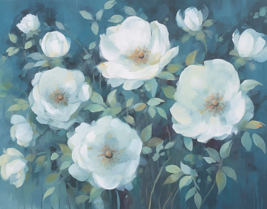 Painting of white flowers