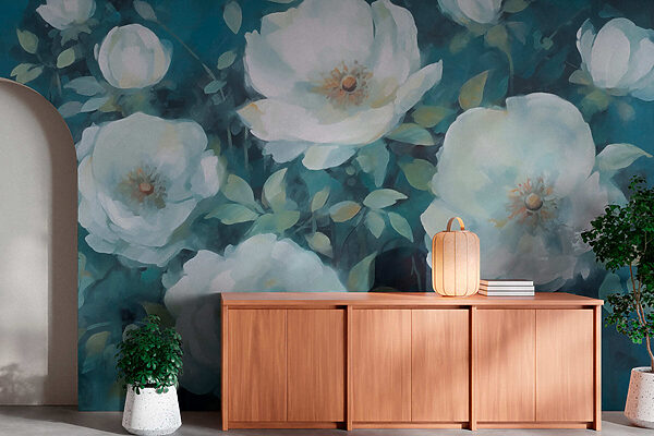 Painting of white flowers Painting of white flowers