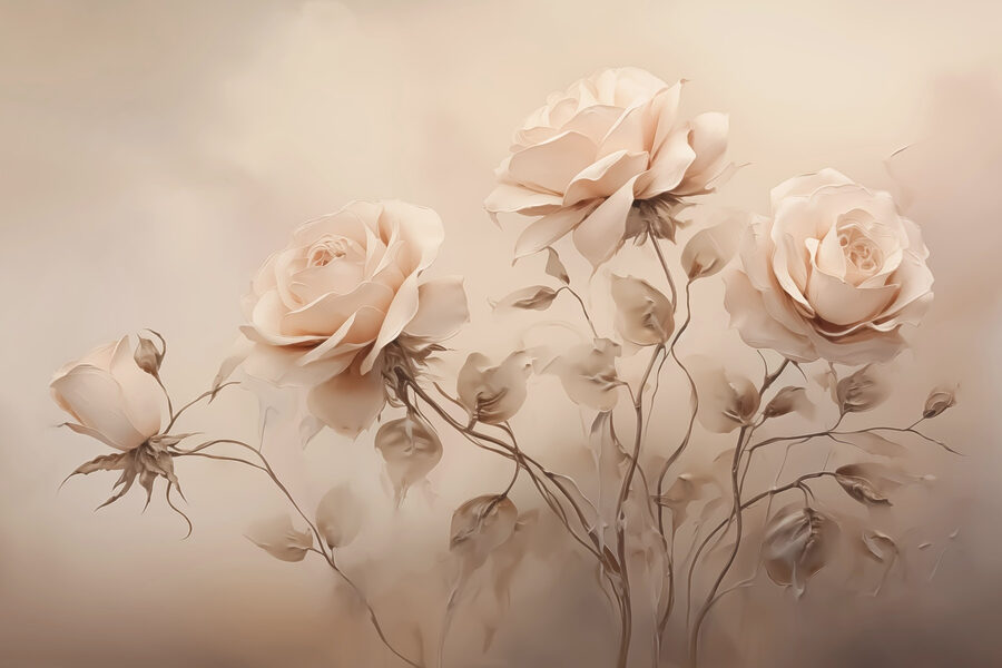 Wall murals Group of roses with leaves - Image 3