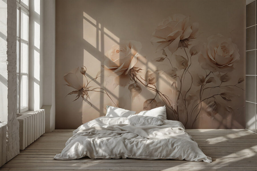 Wall murals Group of roses with leaves