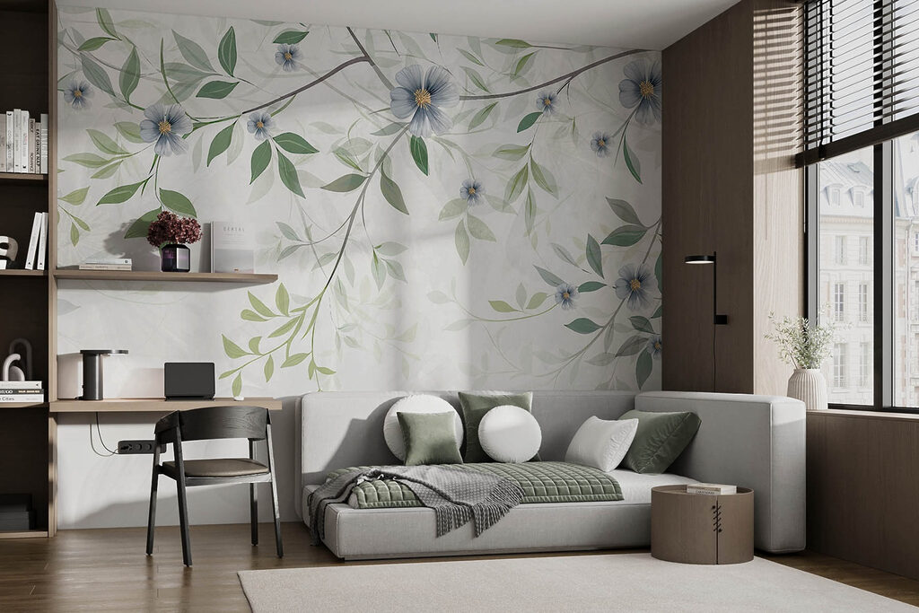 Painting of flowers and leaves