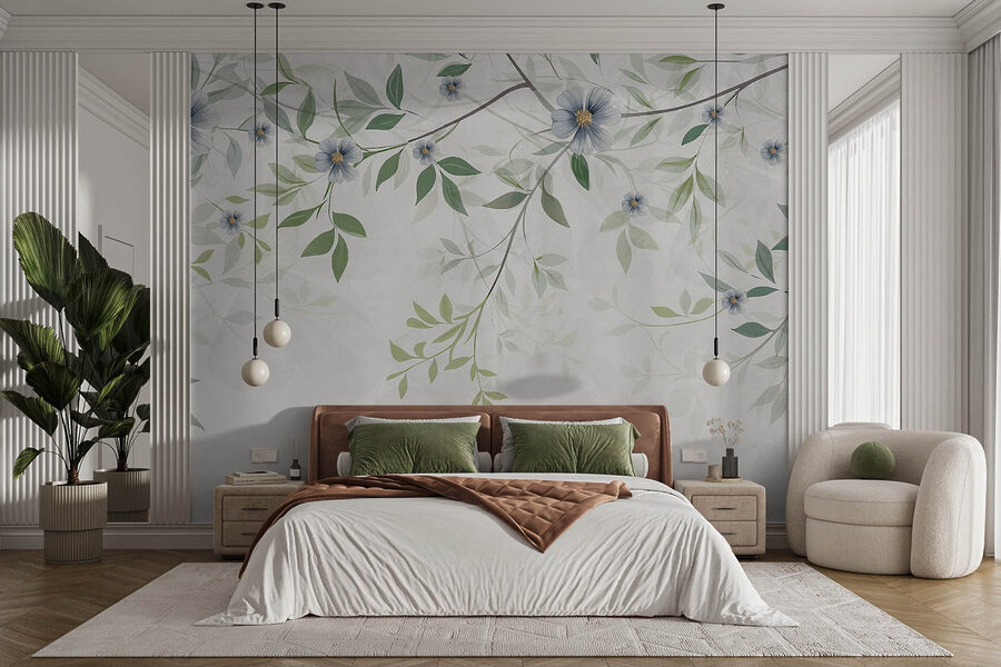 Painting of flowers and leaves