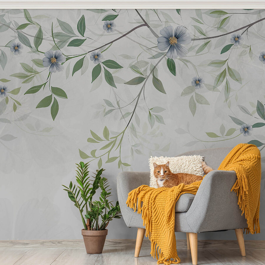Painting of flowers and leaves