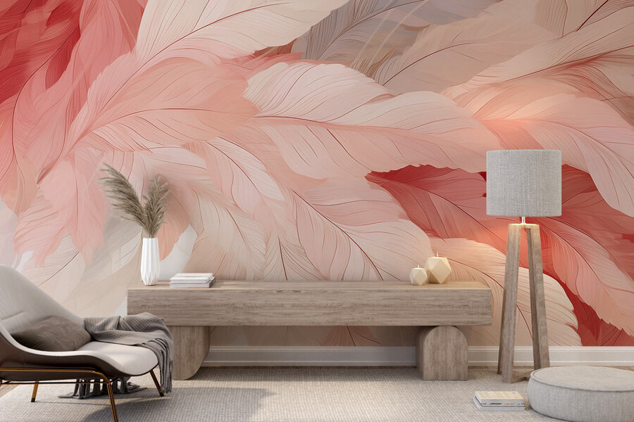Group of pink and white feathers