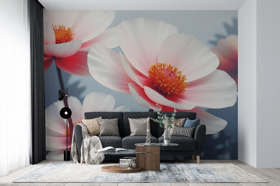 Delicate blooms dance in soft light