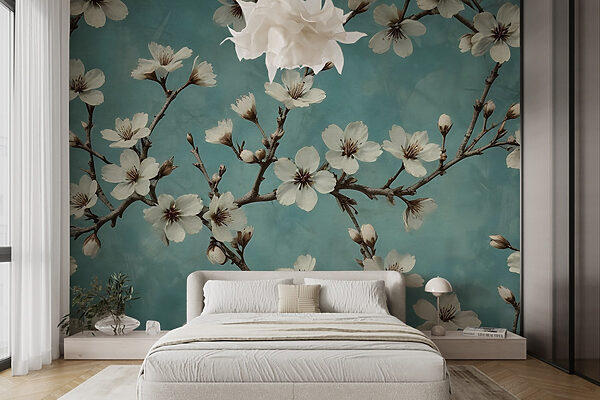 Blossoms dancing against a blue background Blossoms dancing against a blue background