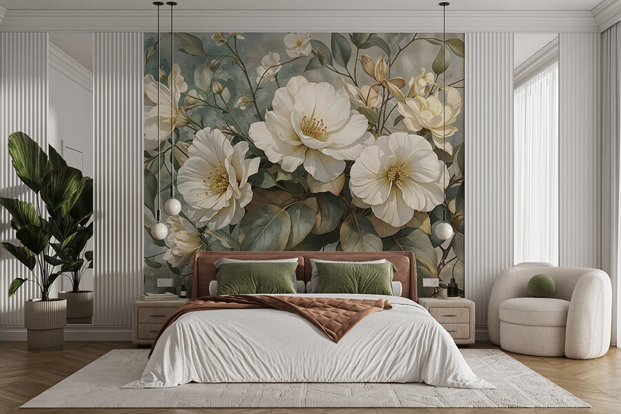 Wall murals Delicate blooms against a soft backdrop