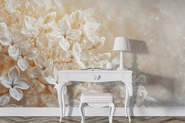Wall murals Delicate petals embrace morning dew (SKU: w08533) Wall murals Wall murals Delicate petals embrace morning dew (SKU: w08533)