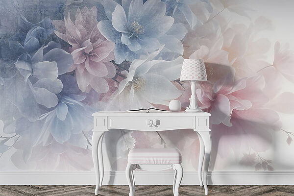 Wall murals Bunch of flowers on a white surface