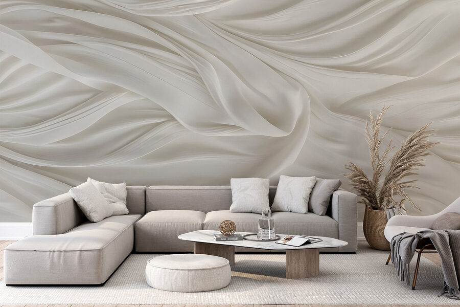 White fabric with folds