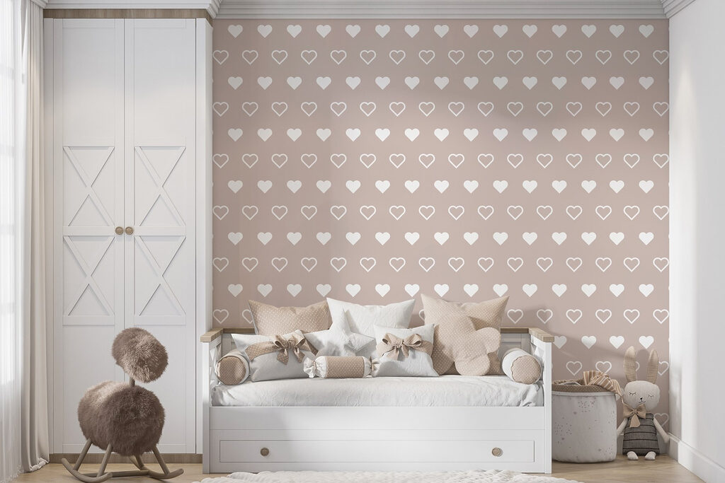 Pattern of hearts on a beige background
