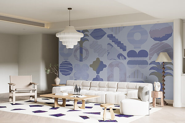 Blue and white background with different shapes Blue and white background with different shapes