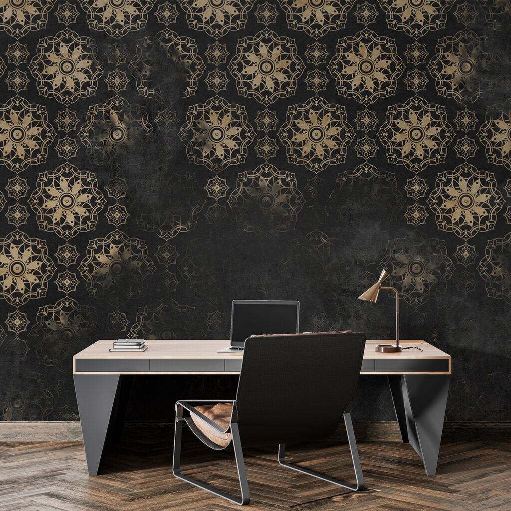 Intricate patterns on a dark background