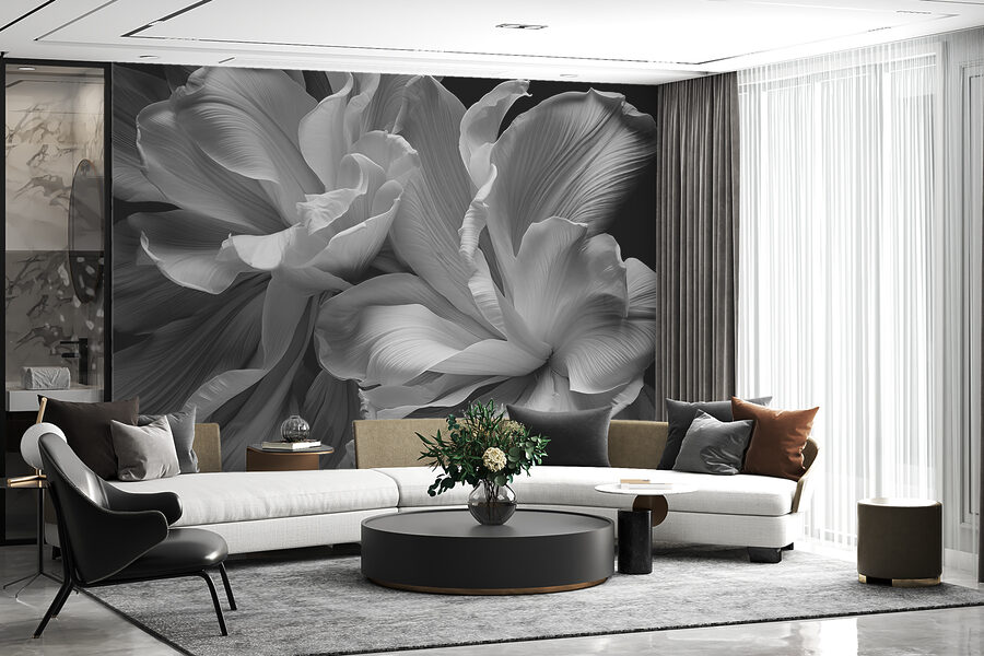 Wall murals Floral elegance in monochrome hues - Image 2
