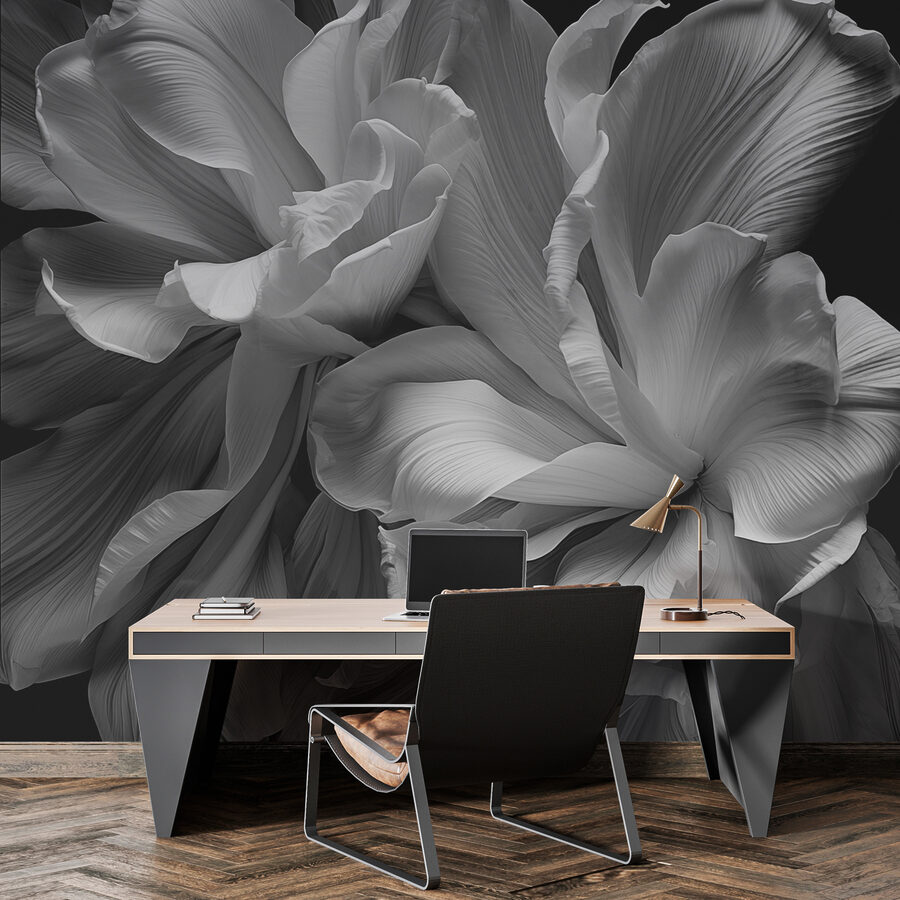 Wall murals Floral elegance in monochrome hues - Image 3