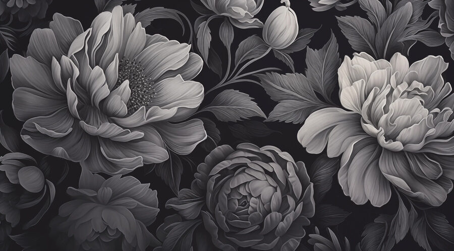 Wall murals Black and white floral pattern - Image 4