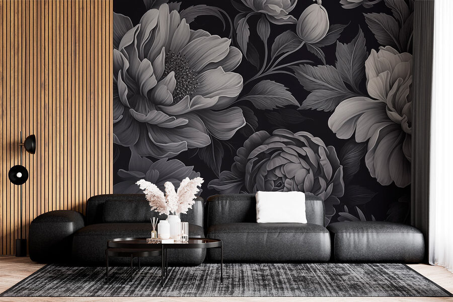 Wall murals Black and white floral pattern - Image 2