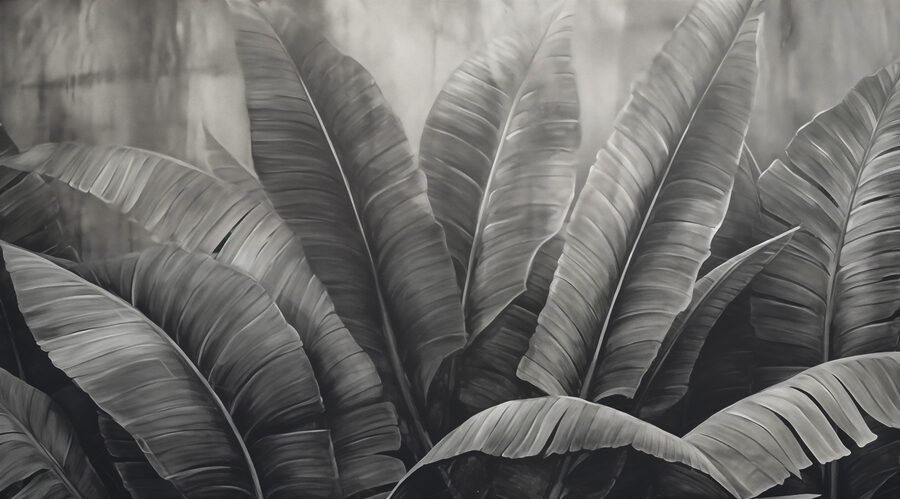 Soft layers of green foliage.