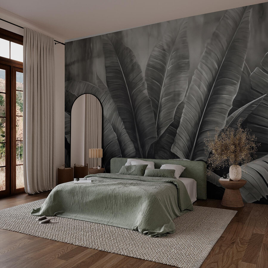 Soft layers of green foliage.