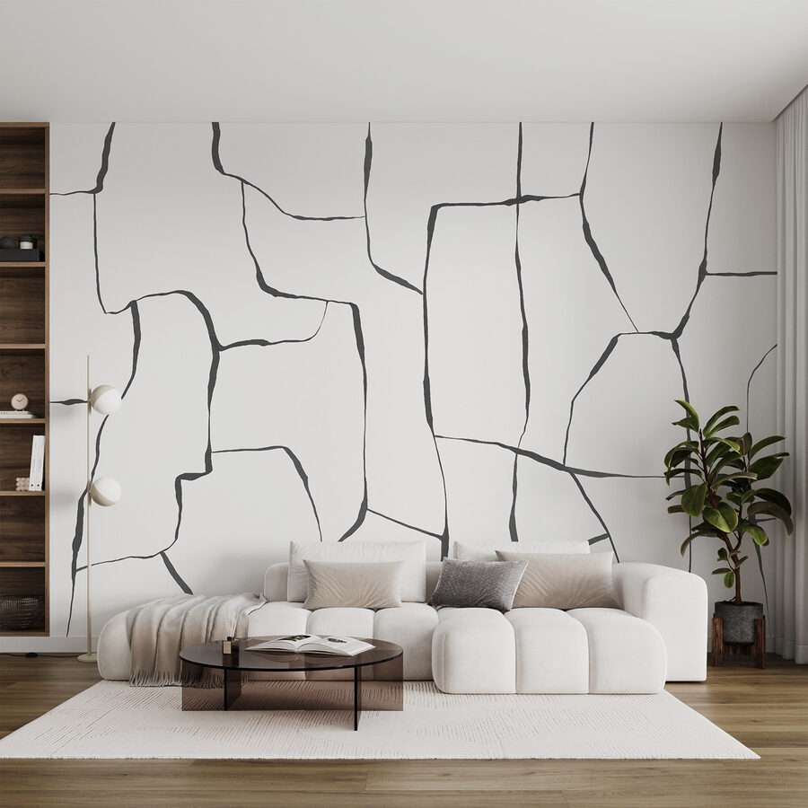 Wall murals White surface with black lines - Image 2
