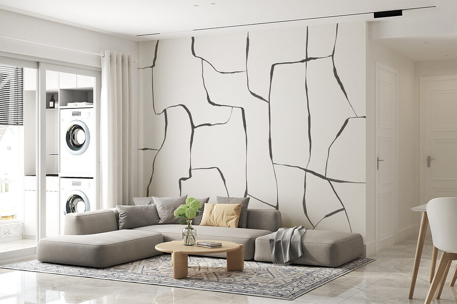 Wall murals White surface with black lines - Image 3