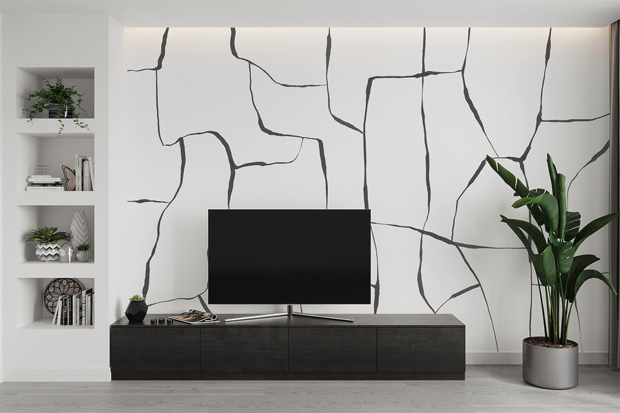 Wall murals White surface with black lines - Image 4