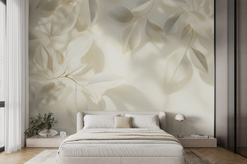 White leaves on a white surface