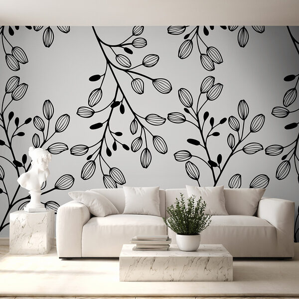 Pattern of black and white leaves Pattern of black and white leaves