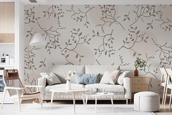Wall murals Wall murals Pattern of branches and leaves (SKU: w02670)