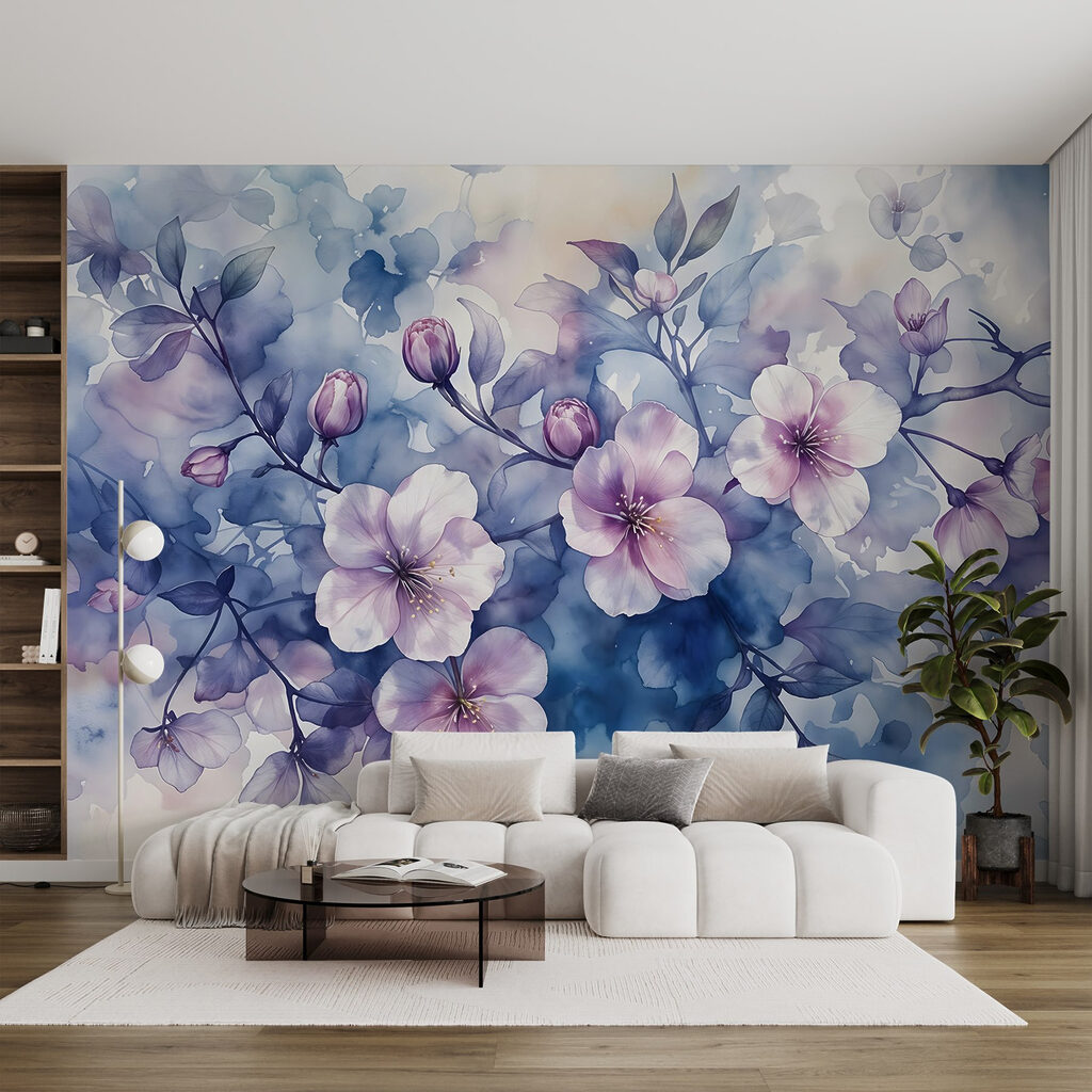 Painting of flowers on a branch