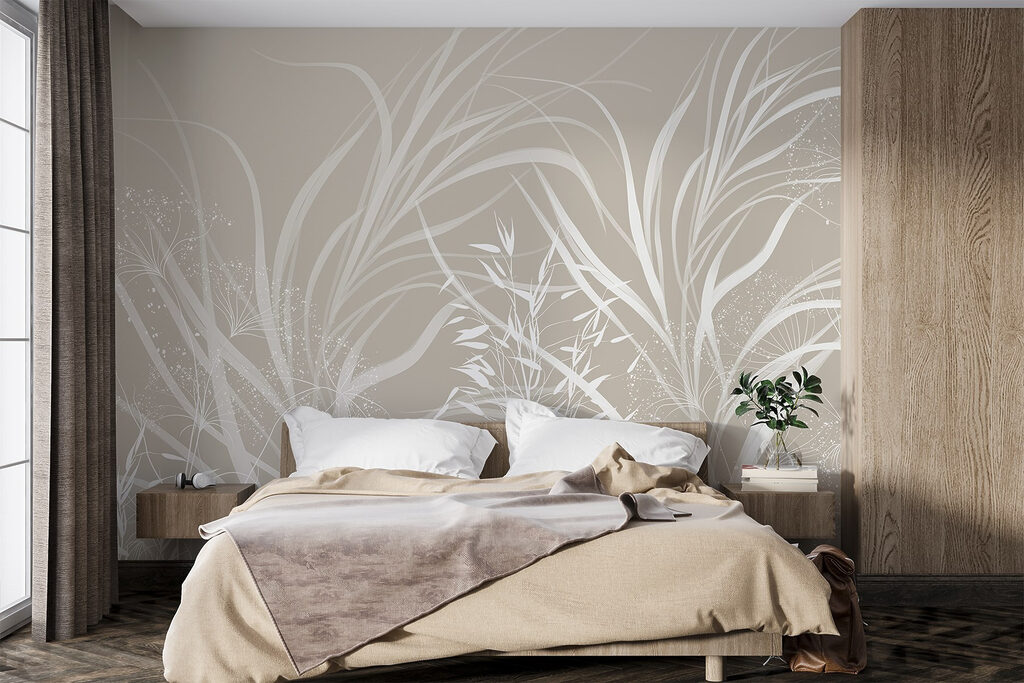 White floral design on a grey background White floral design on a grey background