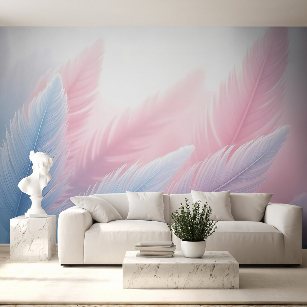 Group of feathers in light