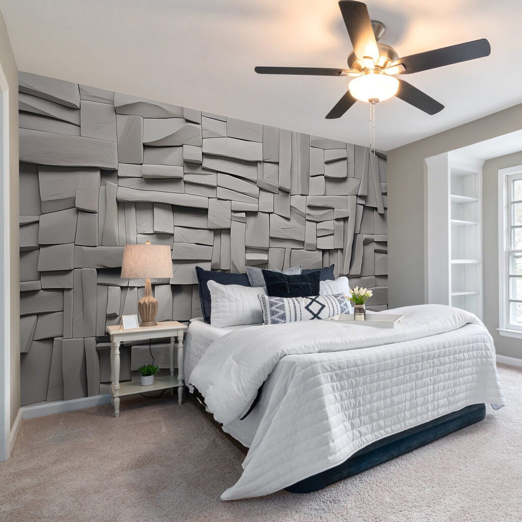 White wall with rectangles