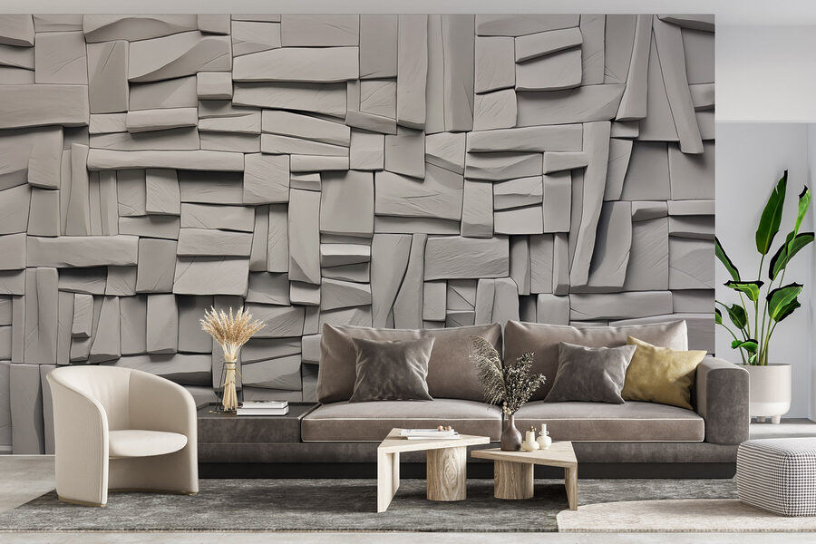 Wall murals White wall with rectangles - Image 2