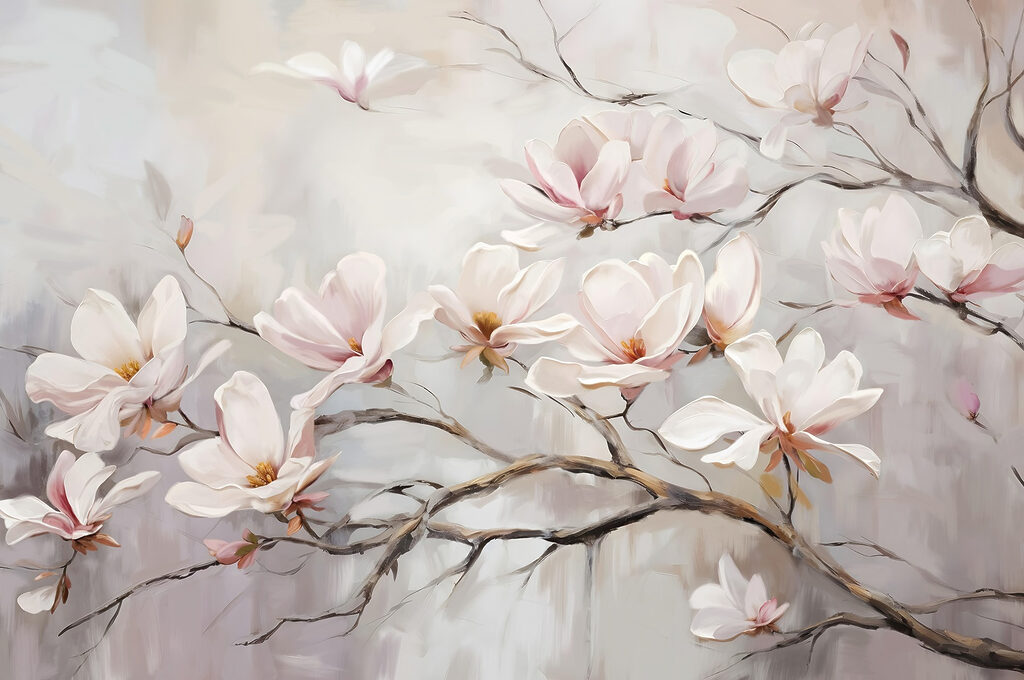 Painting of flowers on a branch Painting of flowers on a branch
