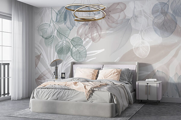 Delicate floral patterns in soft hues Wall murals Delicate floral patterns in soft hues