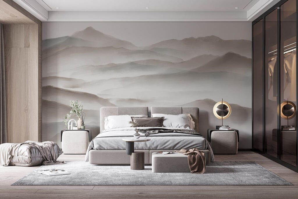 Foggy landscape of hills