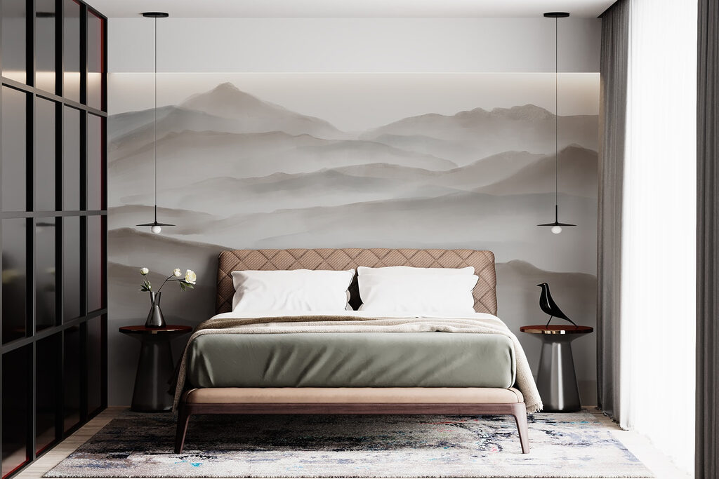 Foggy landscape of hills